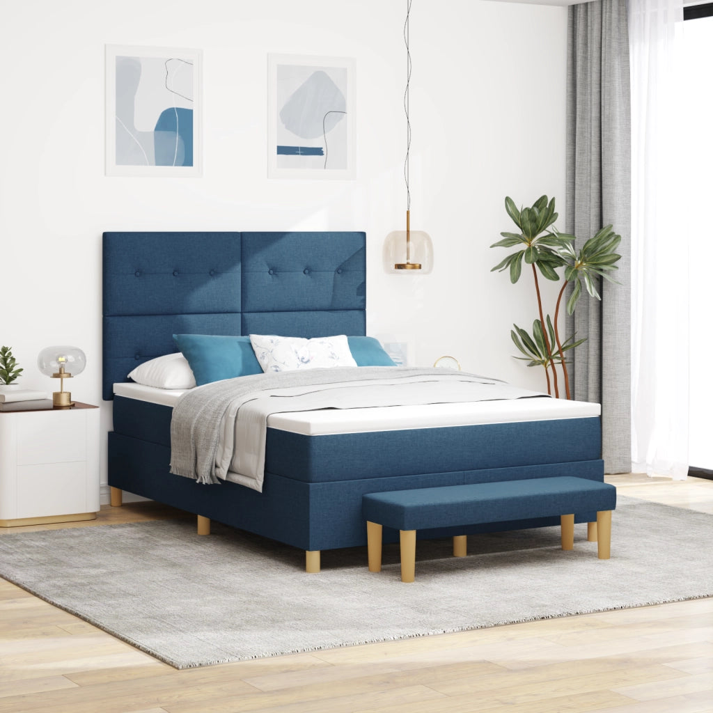 Letto a doga  con materasso e panchina Blu 140x200 cm Tessuto