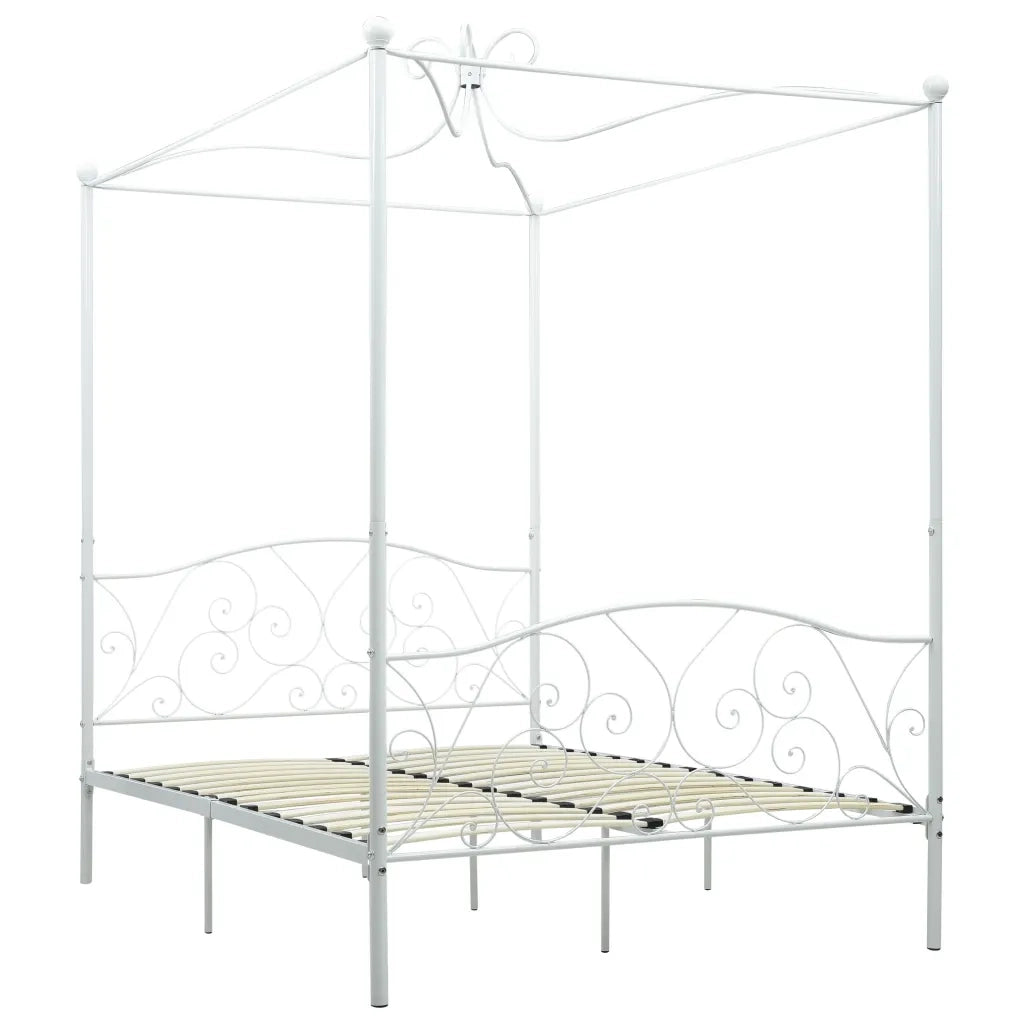 Letto a Baldacchino Bianco in Metallo 120x200 cm cod mxl 61612