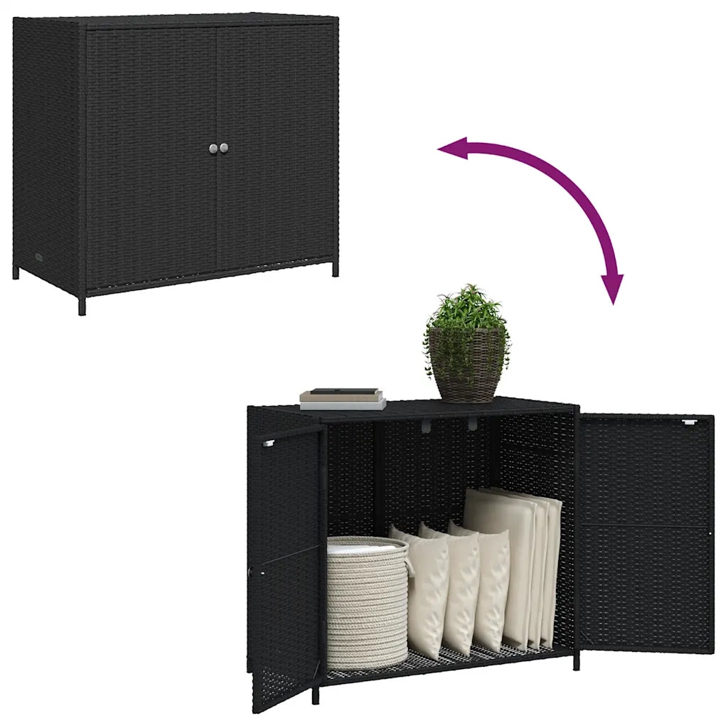 Armadietto Portaoggetti da Giardino Nero 83x45x76 cm Polyrattan