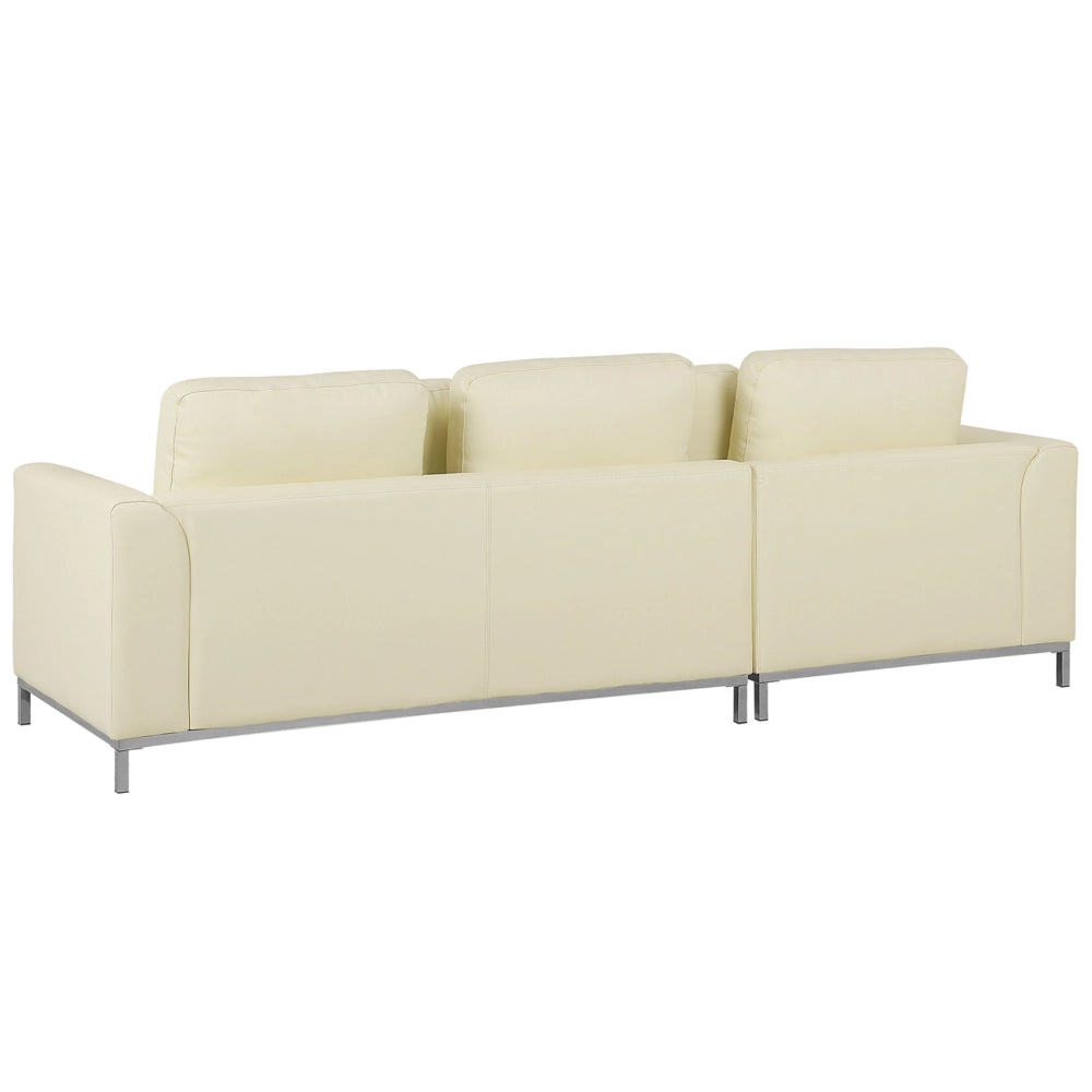Divano ad angolo con orientamento a versione destra a forma di L rivestito in pelle beige
