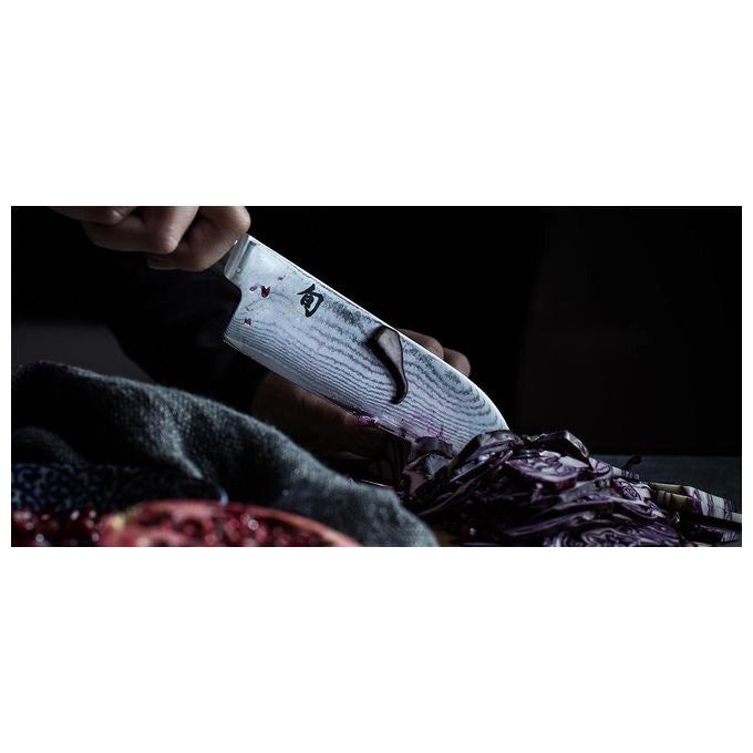 Shun DM-0768 Shun Classic Coltello da Affettare 18 cm Lama in Acciaio Damasco 32 Strati con Nucleo VG-MAX Durezza 61 HRC Manico in Legno Pakka Nero colore Nero
