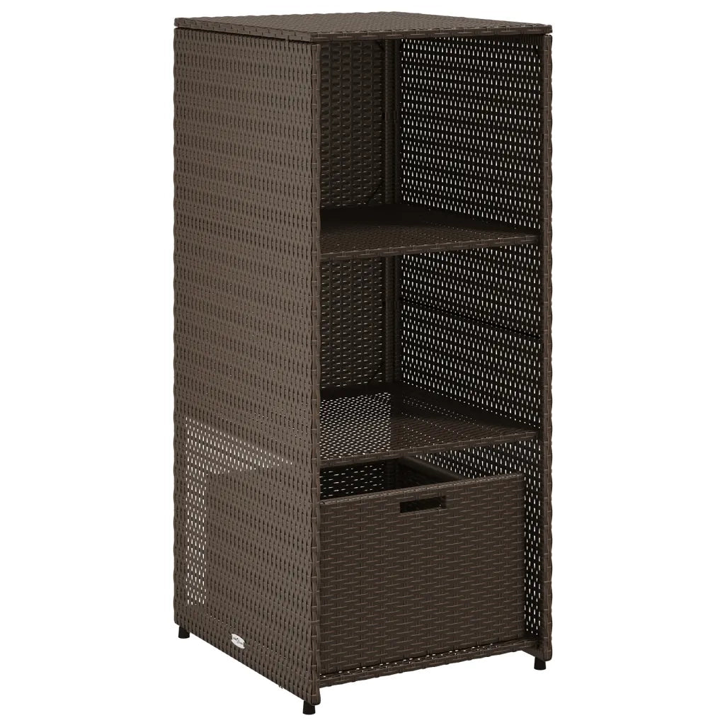Mobiletto da giardino 50 x 55 x 115 cm 2 ripiani per esterni design moderno resina intrecciata marrone 02_0047421