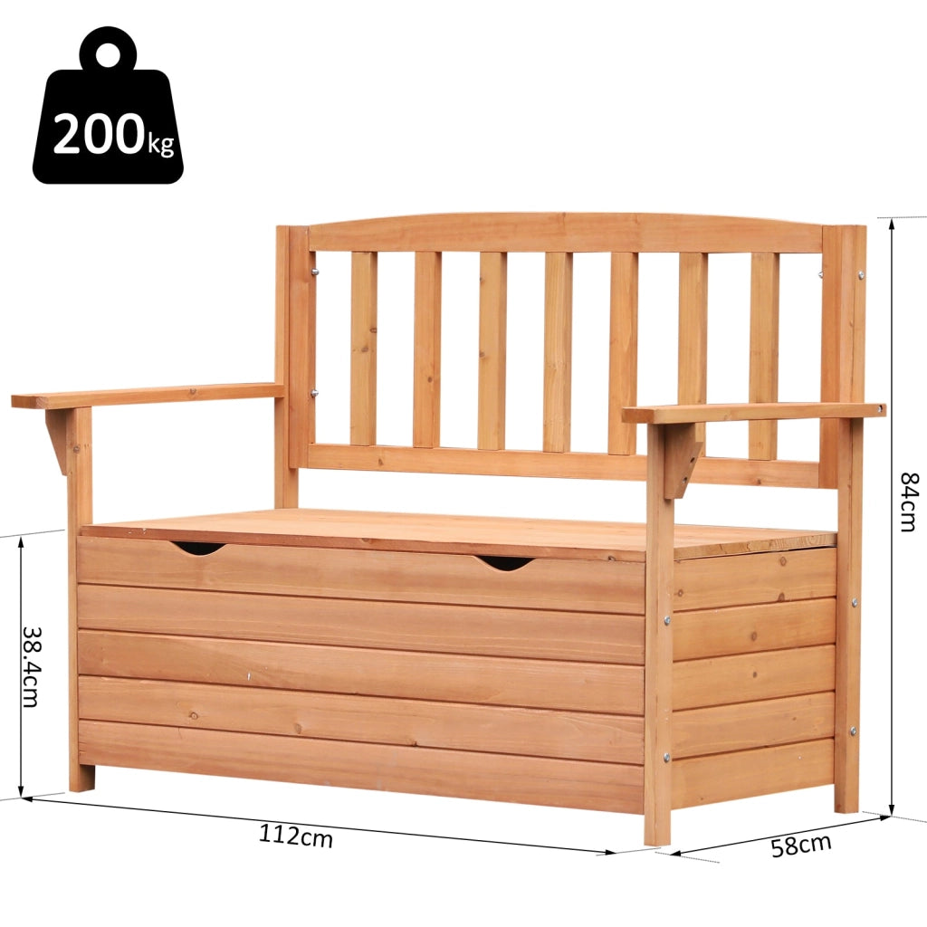Panchina da Giardino 2 Posti con Vano Contenitore in Legno 112x58x84 cm