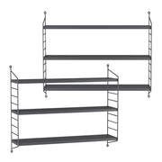 Set di 2 Scaffali da Parete Strängnäs a 3 Ripiani Regolabili  50 x 60 x 15 cm Acciaio Grigio scuro [en.casa]