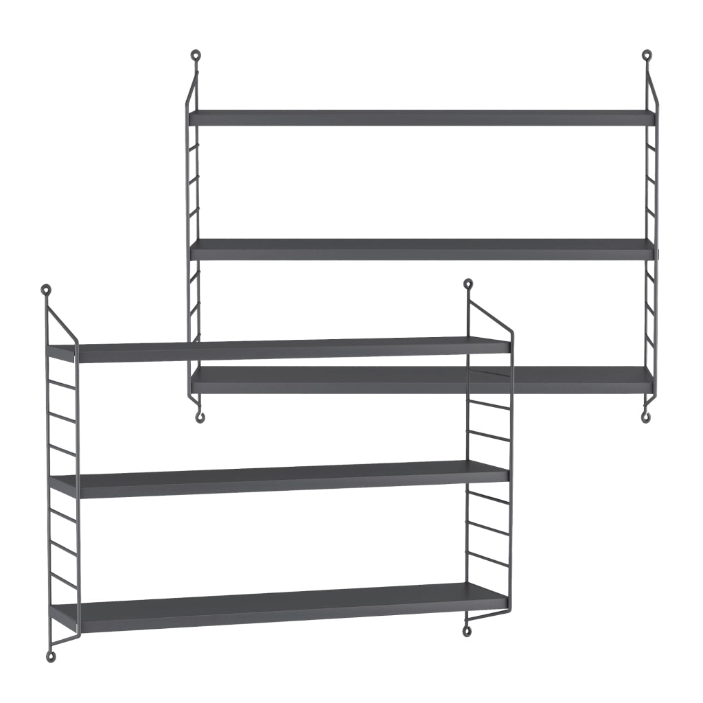 Set di 2 Scaffali da Parete Strängnäs a 3 Ripiani Regolabili  50 x 60 x 15 cm Acciaio Grigio scuro [en.casa]