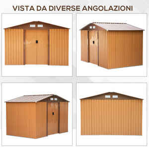 Casetta Box da Giardino in Lamiera Ocra 277x191x192 cm