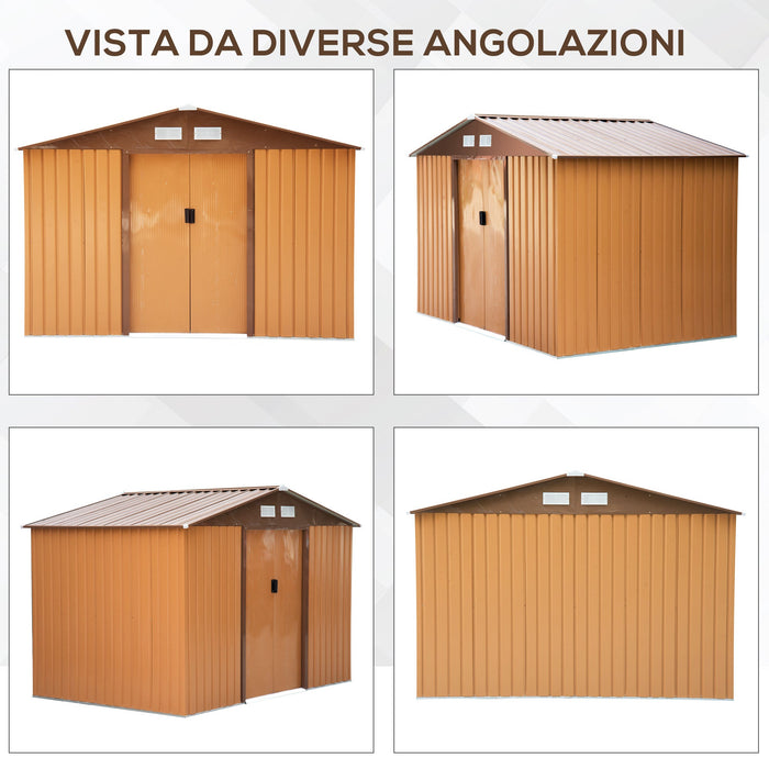 Casetta Box da Giardino in Lamiera Ocra 277x191x192 cm