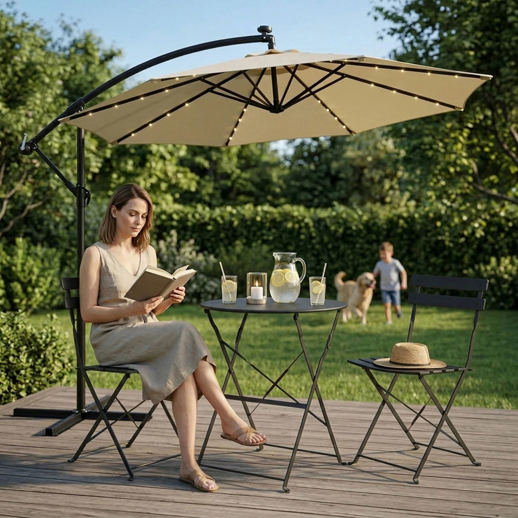 Set di mobili da balcone ORION Tavolo rotondo e 2 sedie in elegante nero