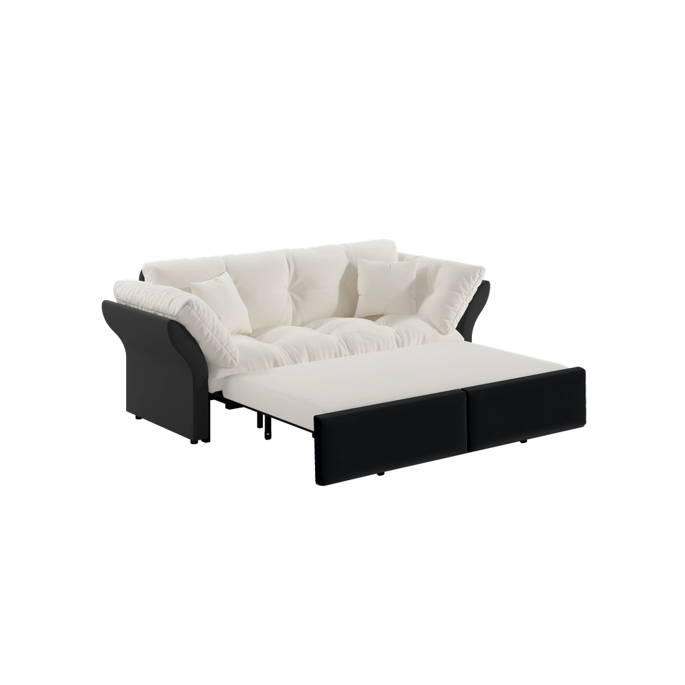 Divano Letto 3 in 1 Estraibile con Cuscini ¨C Xylo ¨C Velluto Beige/Bianco 190 cm