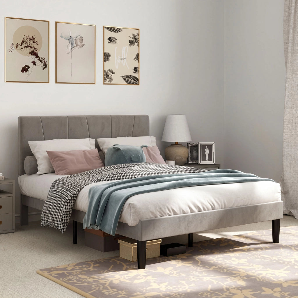 Letto matrimoniale con testiera regolabile ¨C Xylo ¨C 140x190 cm grigio struttura metallo