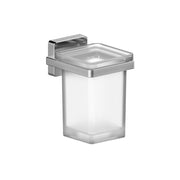 Porta spazzolini serie cubo con bicchiere in vetro satinato - fissaggio ad incollo o con viti
