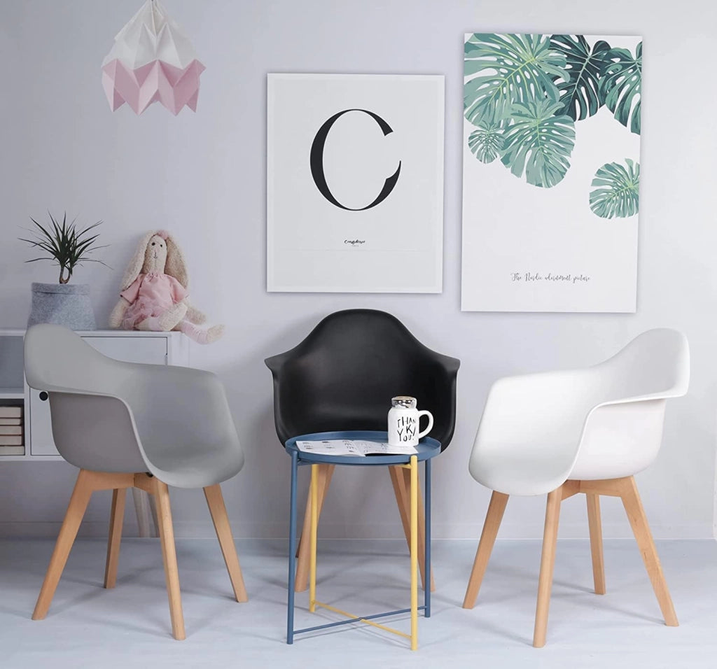 Set di 6 Sedie da Sala da Pranzo con Braccioli, Sedie da Cucina Stile Moderno Poltrone, Gambe in Legno Massello di Faggio, Grigio