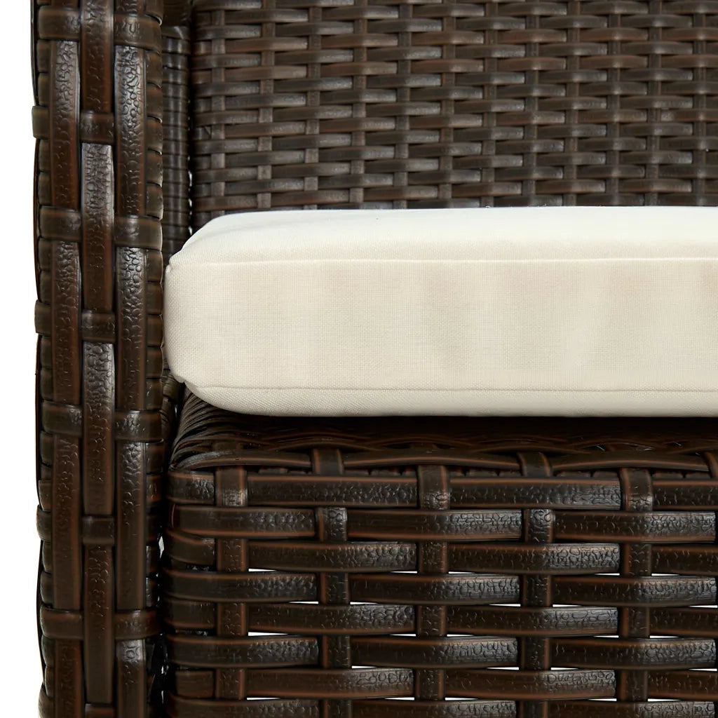 Sedia da Giardino con Cuscino in Polyrattan Marrone cod mxl 63490
