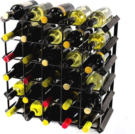 Classico Scaffale da Vino 30 Bottiglie - Design in Legno di Noce e Metallo