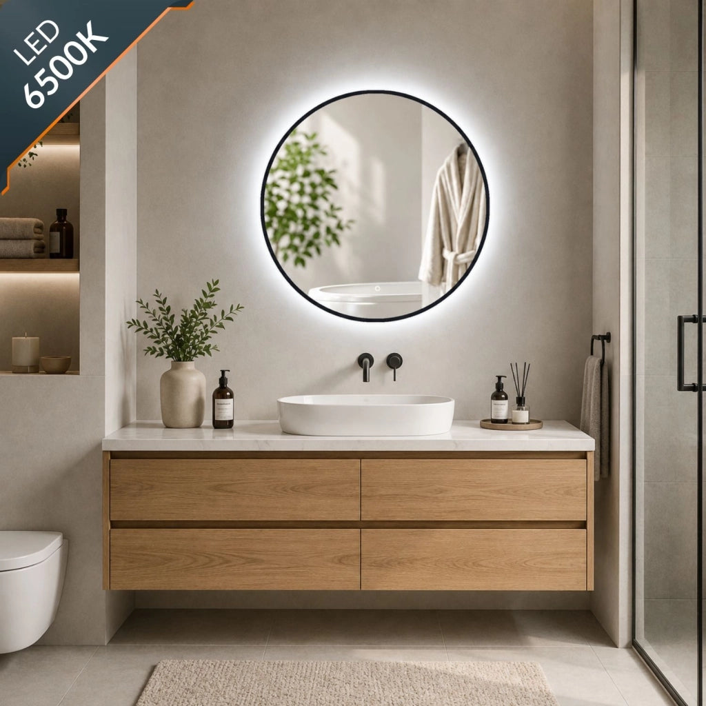Specchio tondo retroilluminato led con interruttore touch *** misura Ø60, tonalità standard 6000-6500k, confezione 1