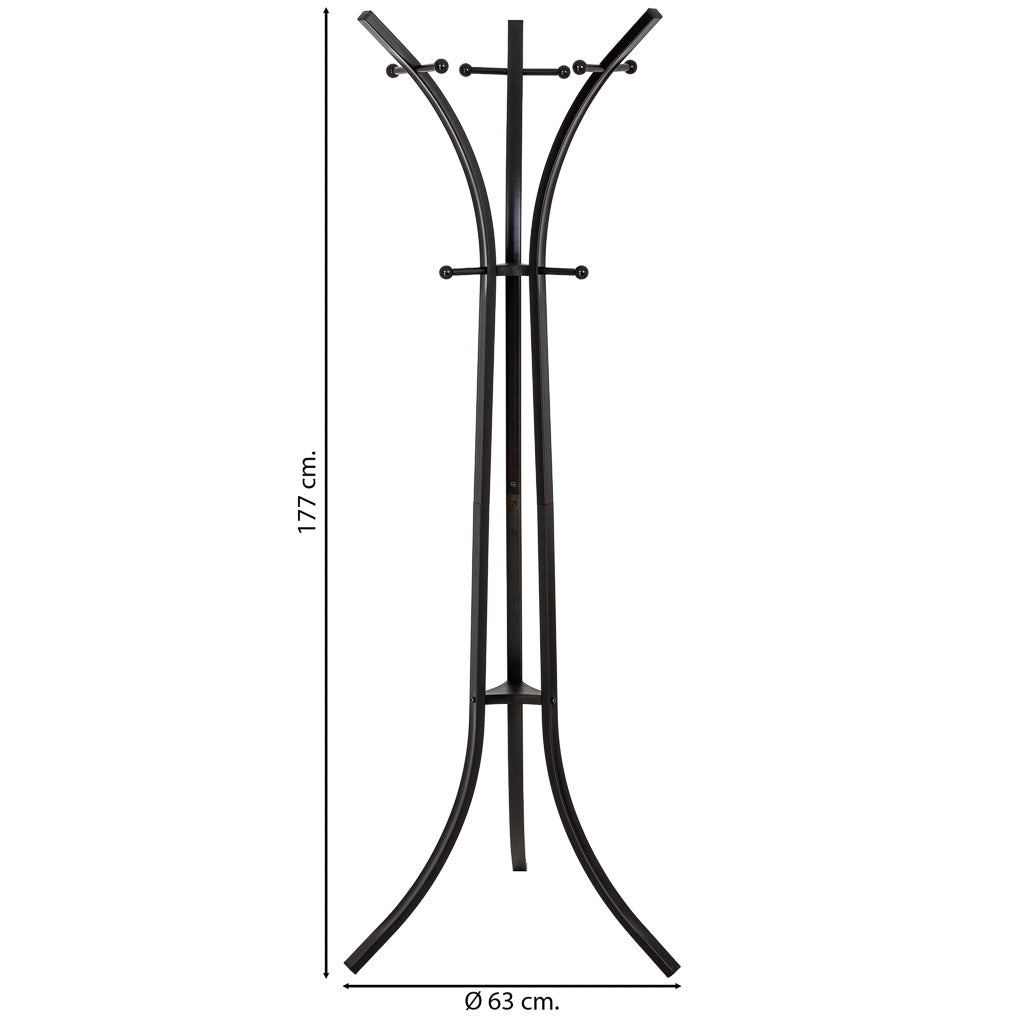 Perchero de metal negro y 6 ganchos 177x63x51h cm
