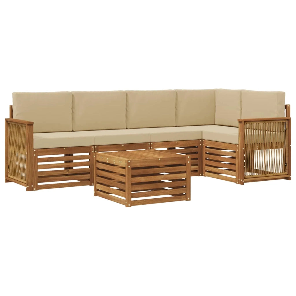 Set divano sezionale con cuscino 5 pcs Naturale
