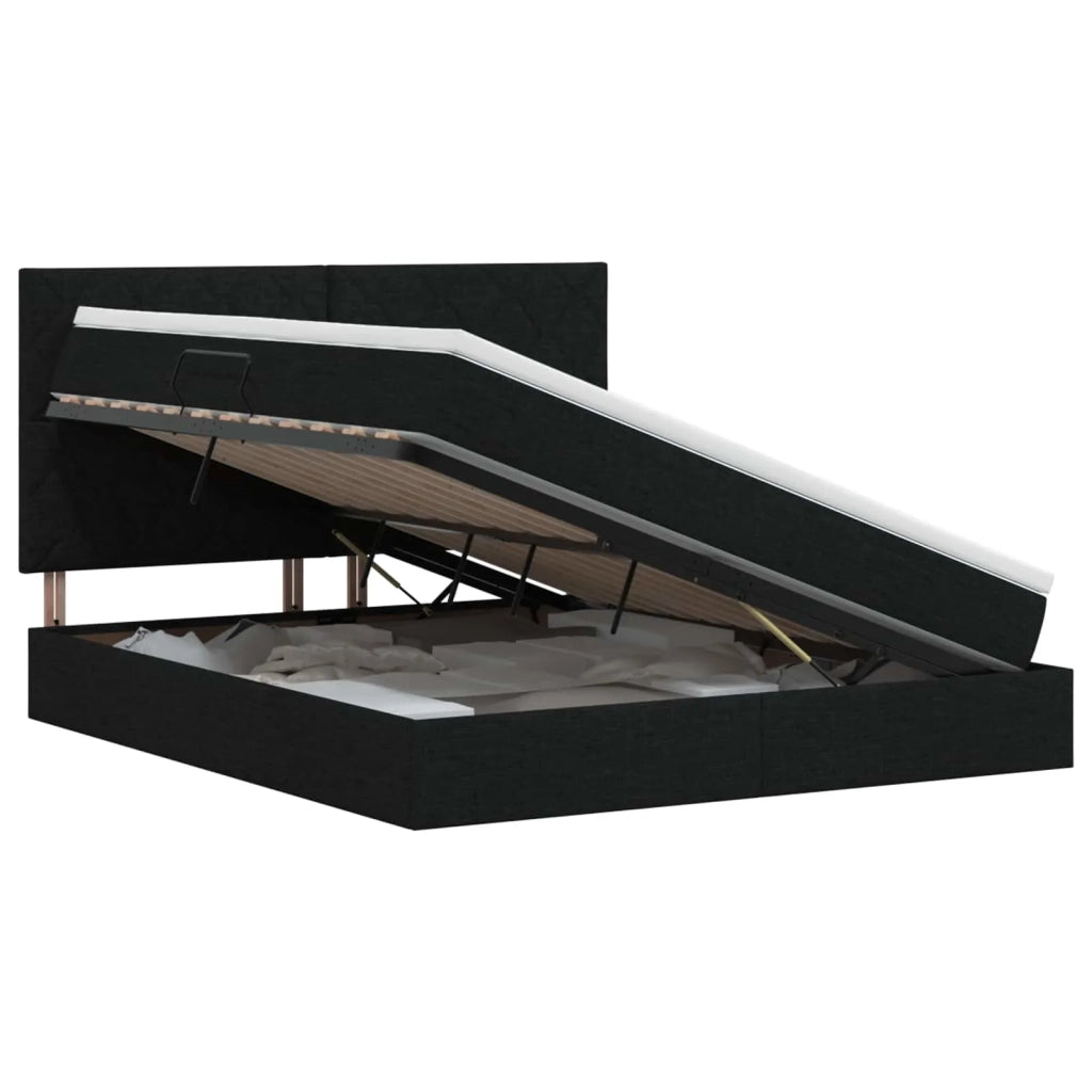 Letto con contenitore e materasso Nero 140 x 190 cm Tessuto 3459566