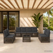 Set Divano da Giardino 9 pz Grigio polyrattan 3435689