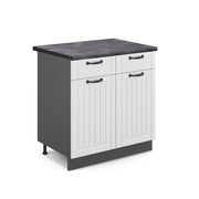 Mobiletto base per cucina Fame-Line Bianco rustico/Antracite 80 cm, PL Antracite Vicco