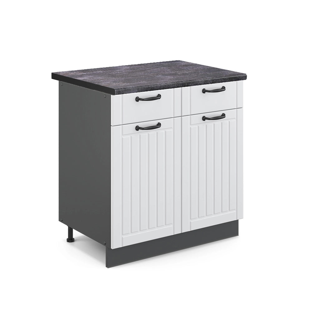 Mobiletto base per cucina Fame-Line Bianco rustico/Antracite 80 cm, PL Antracite Vicco