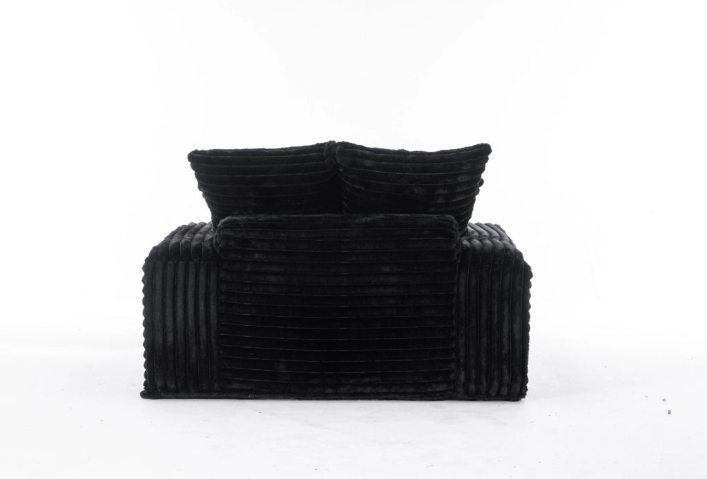 Chaise longue in velluto a coste nero con 4 cuscini