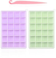 Set di Forme di Biscotti da Gelato in Silicone 2 Pezzi - Forme di Biscotti da Gelato con Coperchio - 24 Cavità - Risparmio di Spazio - Facile da Pulire - Contenitore per Biscotti da Gelato