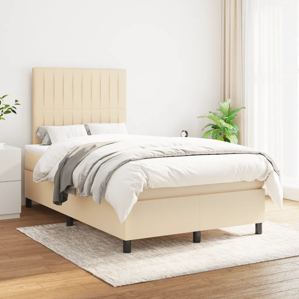 Giroletto a Molle con Materasso Crema 120x190 cm in Tessuto 3269900
