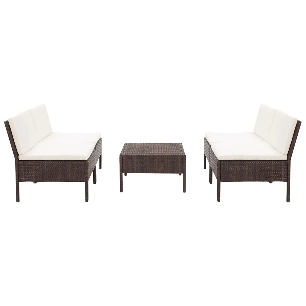 Set Divani da Giardino 5 pz con Cuscini in Polyrattan Marrone cod mxl 31563