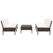 Set Divani da Giardino 5 pz con Cuscini in Polyrattan Marrone cod mxl 31563