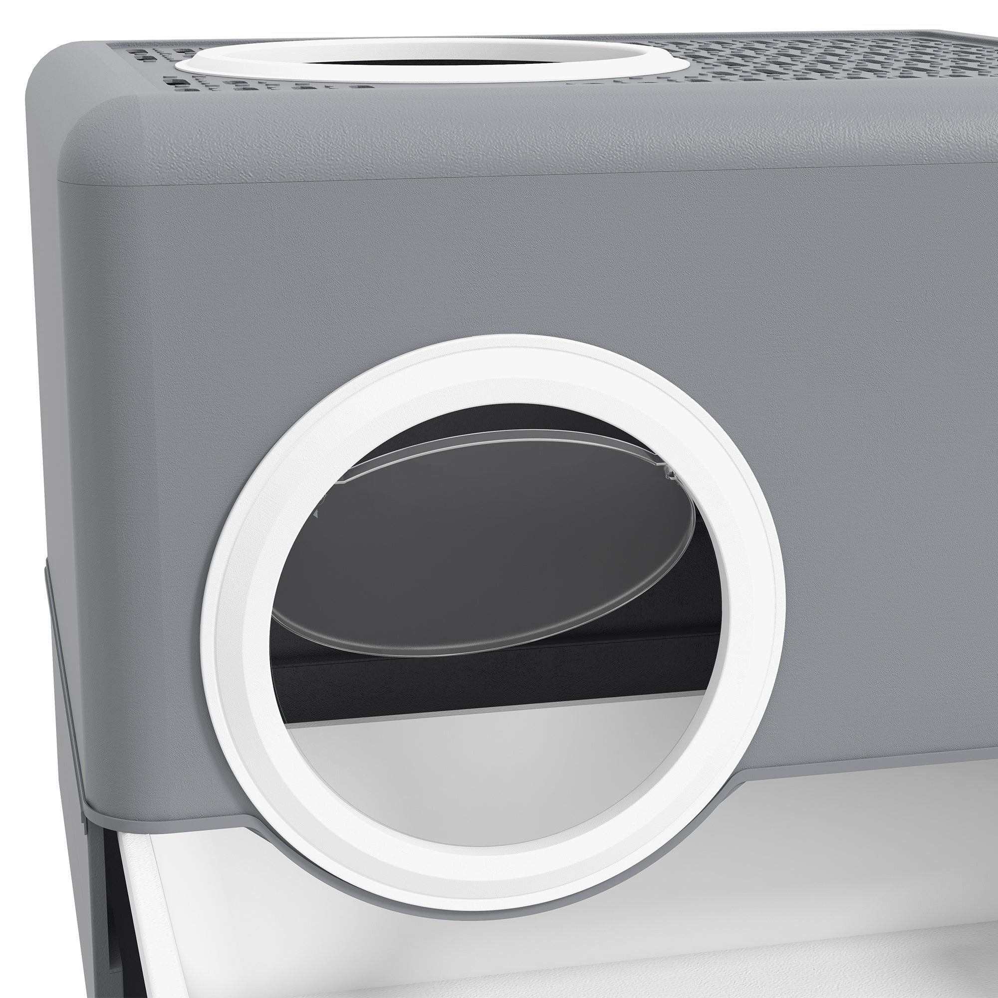 Lettiera per Gatti con Coperchio Doppio Ingresso 52x41x38.5cm e Vassoio Estraibile Grigio