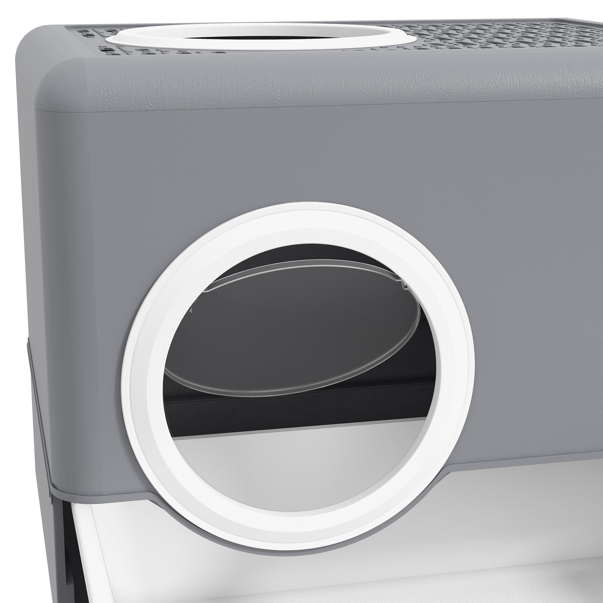 Lettiera per Gatti con Coperchio Doppio Ingresso 52x41x38.5cm e Vassoio Estraibile Grigio