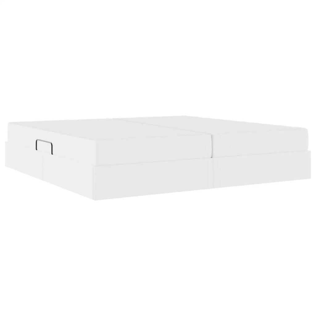 Letto con contenitore e materasso 2 pcs Bianco Pelle 3399625