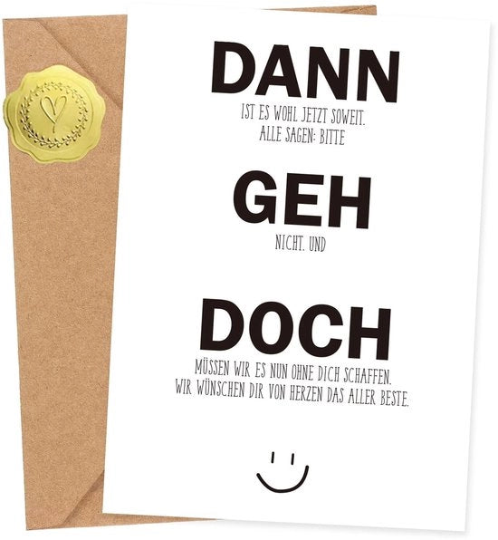Carta di addio con disegno caldo - Set di cartoline di auguri per i colleghi - Carta di ringraziamento - Carta di addio per il pensionamento - Alta qualità - Carta di auguri