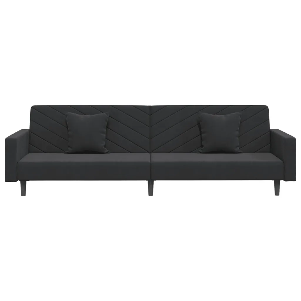 Divano letto | Sof¨¤ letto | Letto singolo a 2 Posti con 2 Cuscini Nero in Velluto