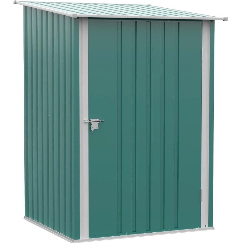 Gartenschuppen in acciaio con tetto a una falda; 0;92 m2; verde e bianco