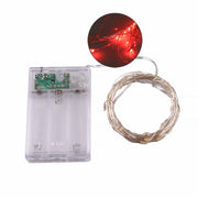 CATENA LUMINOSA A BATTERIA CON 50 MICROLED ROSSI SU FILO METALLICO FLESSIBILE DA 5 METRI - DECORAZIONE NATALIZIA WEDDING E ALLESTIMENTI INTERNI