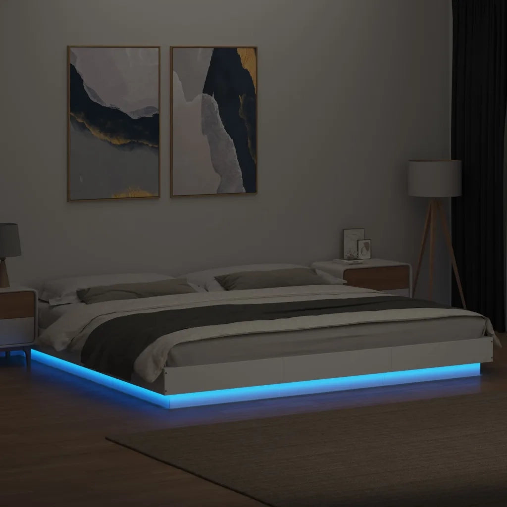 Giroletto con Luci LED Bianco 200x200 cm in Legno Multistrato 3281070