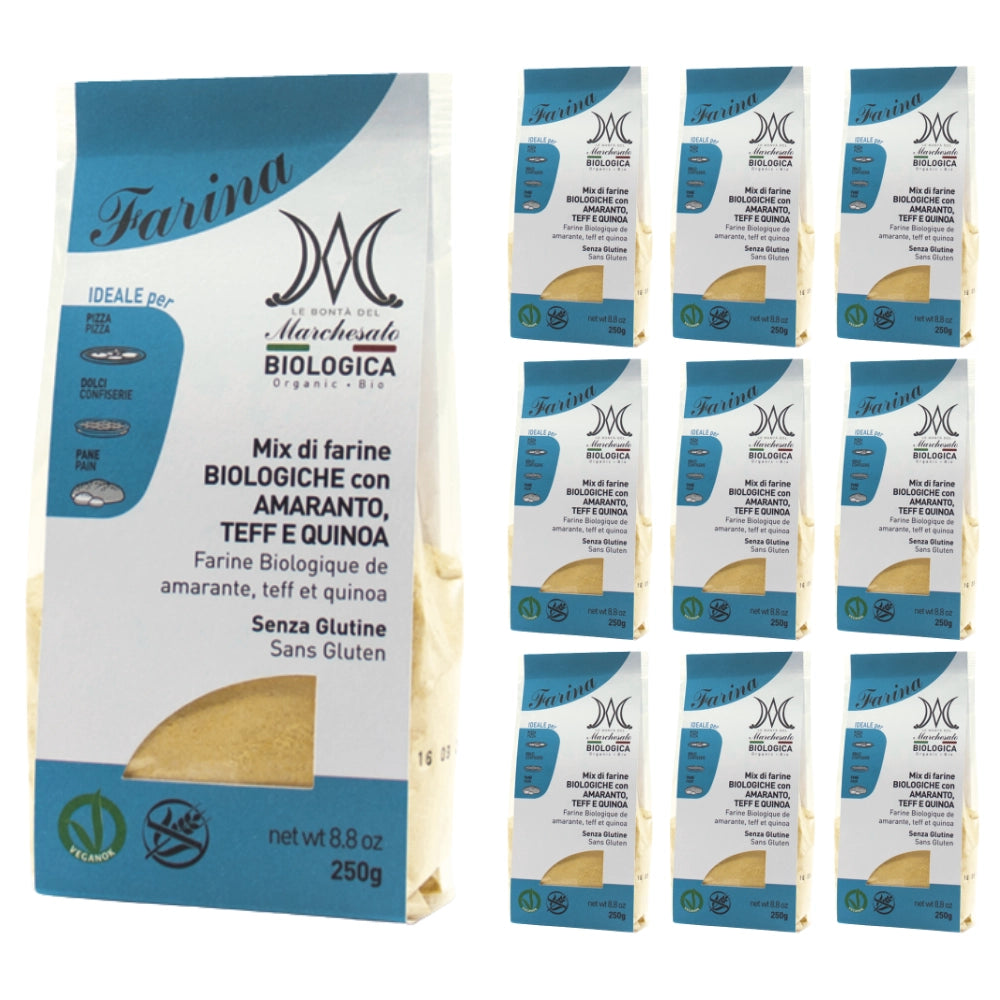 Marchesato mix multicereali farine bio amaranto teff quinoa 10 confezioni da 250 grammi
