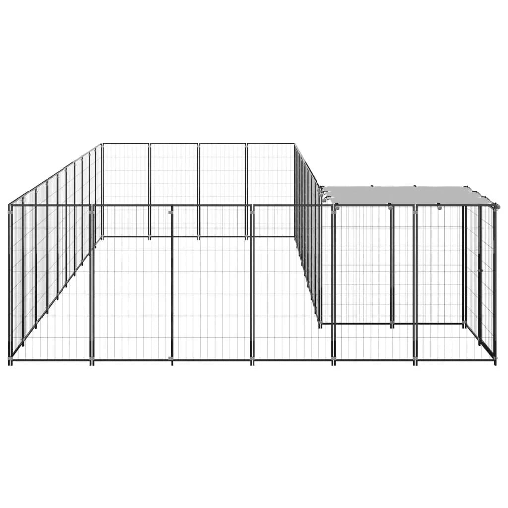 Recinto per animali da esterno per cani 19,36 m² acciaio nero 02_0000504