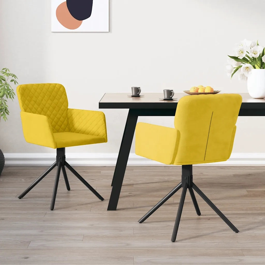 Sedie da Pranzo Girevoli 2 pz Gialle in Velluto cod mxl 7892
