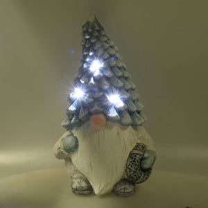 Gnomo resina azzurro seduto con led cm Ø21,5xh36,5