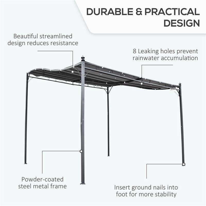 GAZEBO DA ESTERNO PERGOLA 297X297 CM IDEALE PER GIARDINO E TERRAZZO CON TENDA GRIGIA