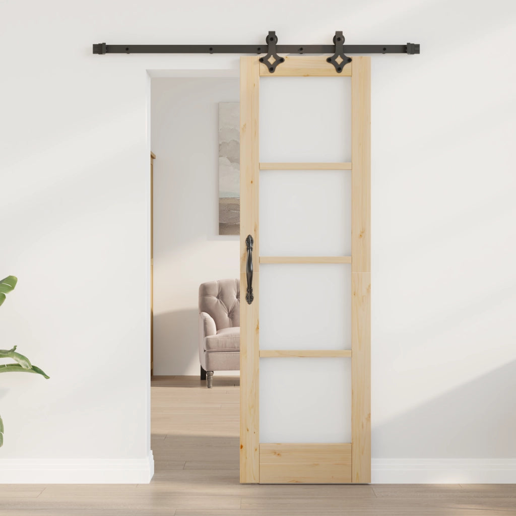Set Porta Scorrevole  con Kit Hardware 61x198,5 cm Legno di Pino Massello