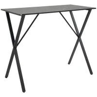 Bancone Bar Tavolo Alto Stile Industriale Effetto Marmo, Legno e Acciaio 120x60x102 cm, Nero