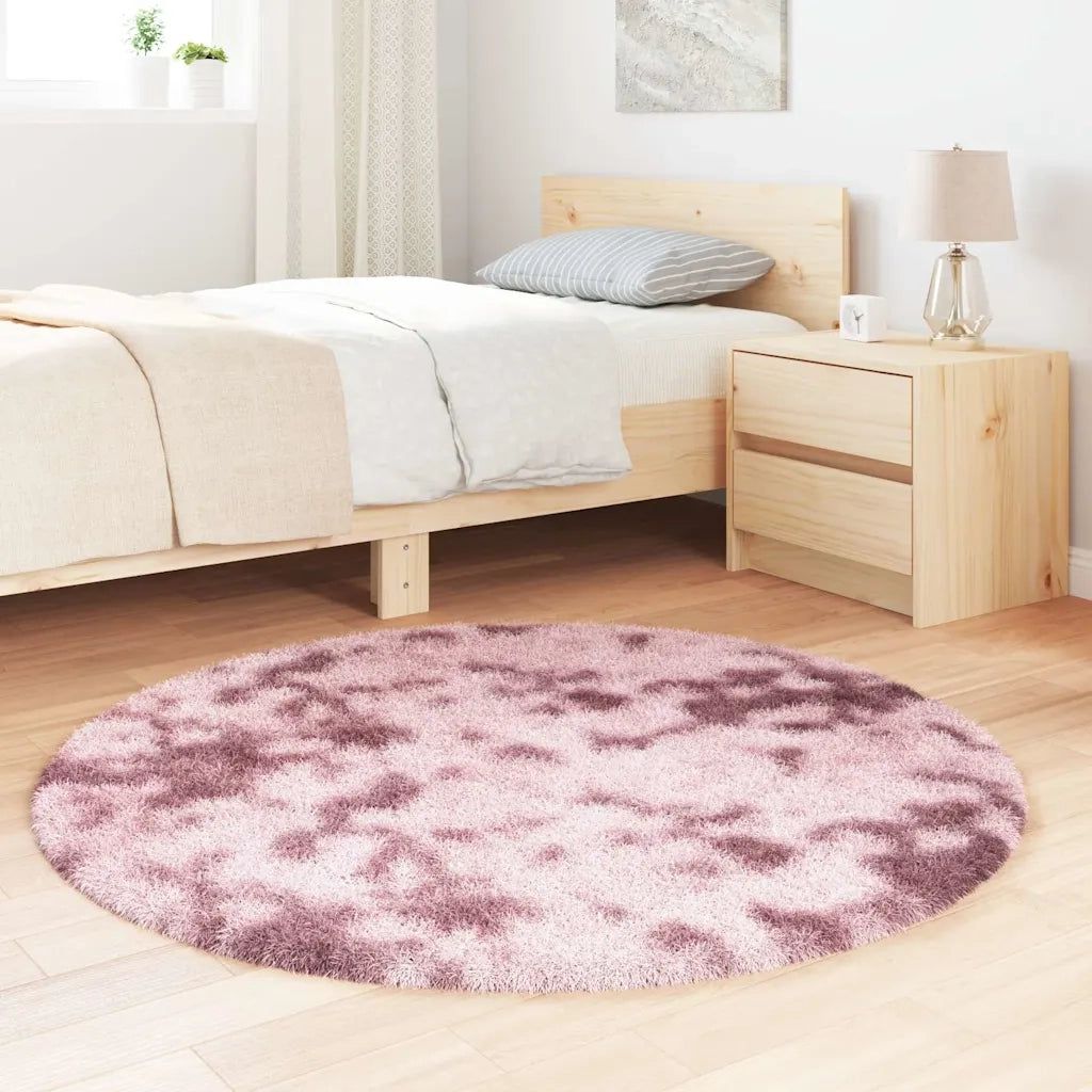 Tappeto Shaggy a Pelo Lungo NAVARRA Rosa Antico 120x120cm