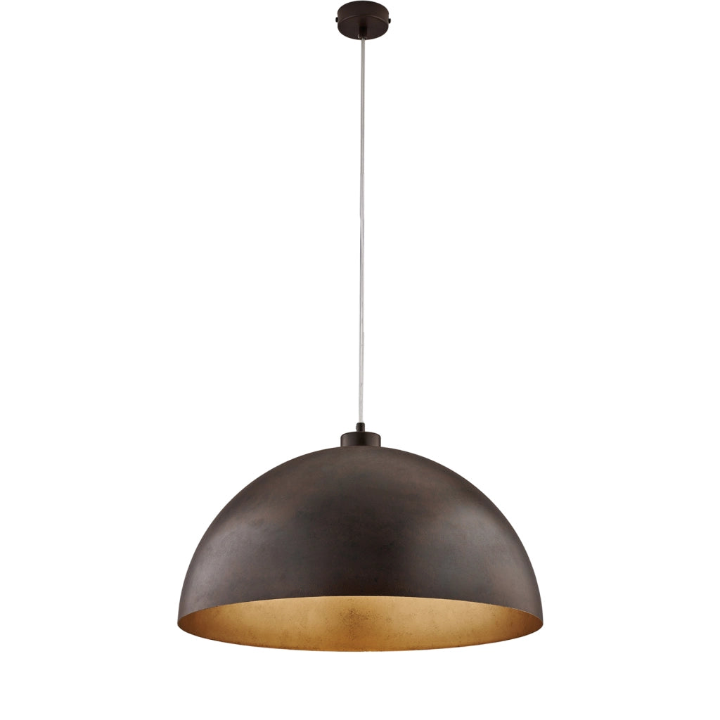 Sospensione Industrial 1 Luce Marcus In Ferro Laccato Ruggine E Oro Diam 50