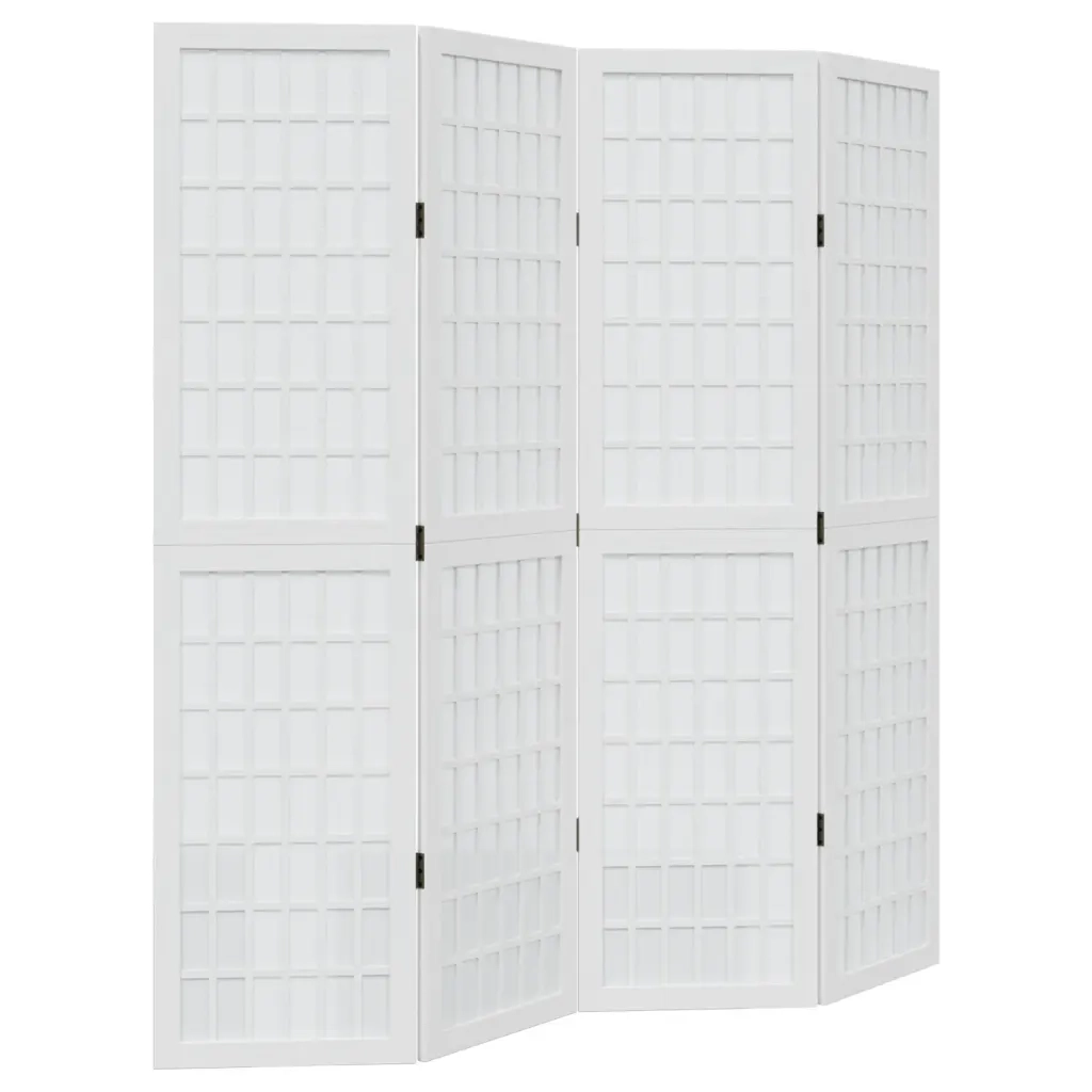 vidaXL Divisorio Ambienti 4Pannelli Bianco Legno Massello di Paulownia