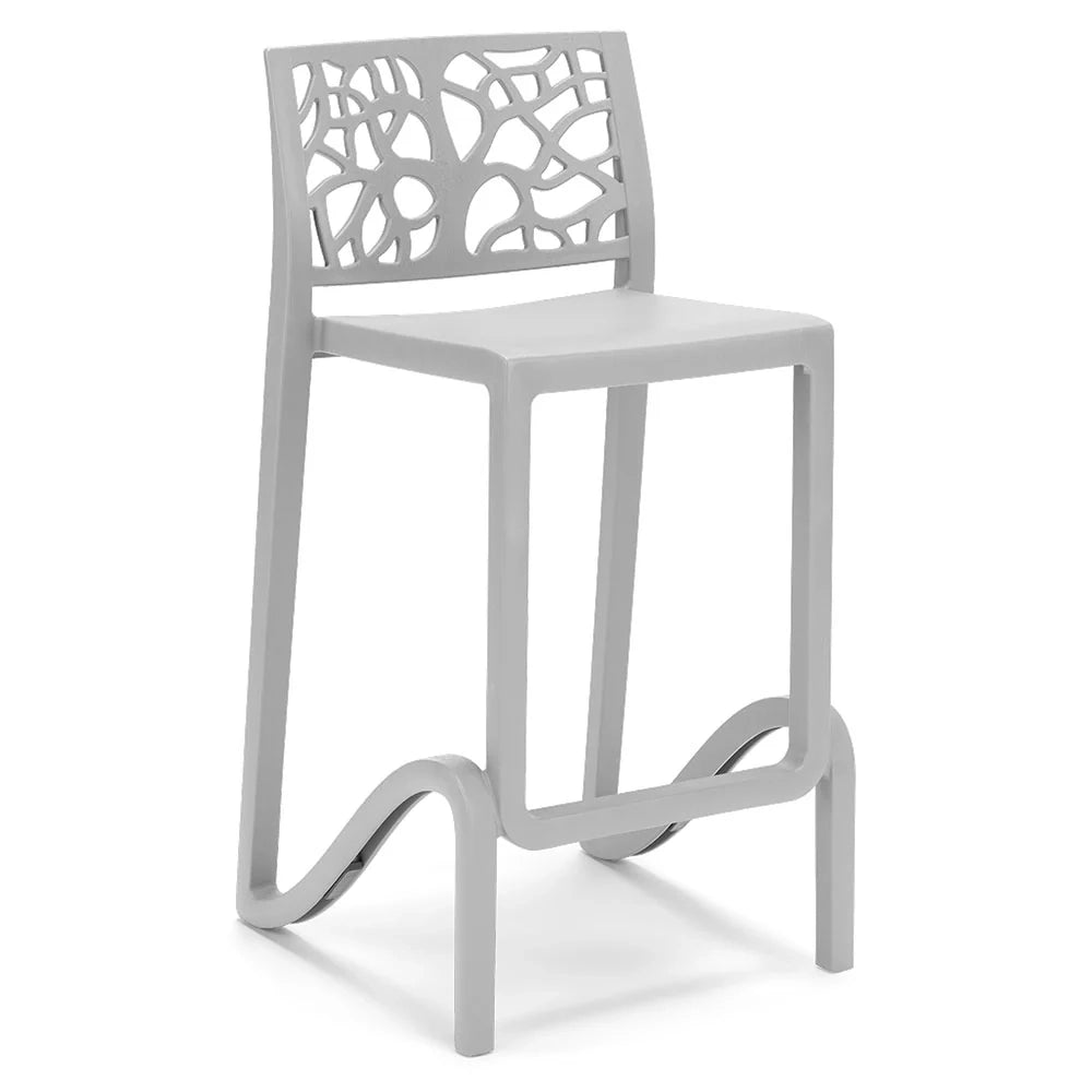 Set 4 sgabelli in polipropilene TETI altezza seduta 65cm, impilabile, idrorepellente, resistente ai raggi UV, design moderno e innovativo, ideale per la cucina, la veranda o giardino colore Bianco