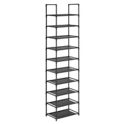 Scarpiera verticale industriale a 10 ripiani in metallo nero